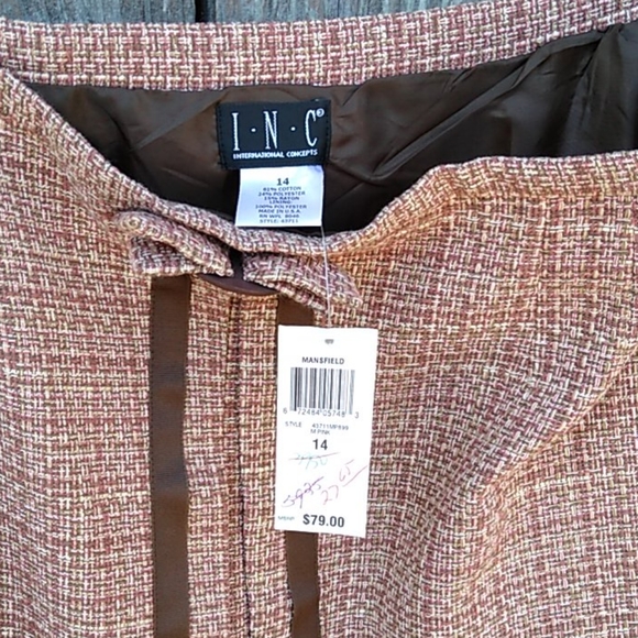 INC Tweed-y Retro Midi Skirt -14- NWT - Picture 12 of 16